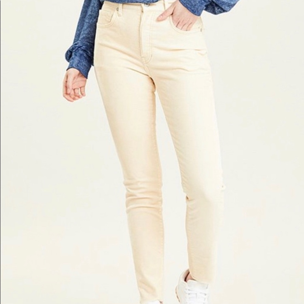 Free People Velvet Skinny Jeans / Pants Pearl High Rise Off White Cream Size 25